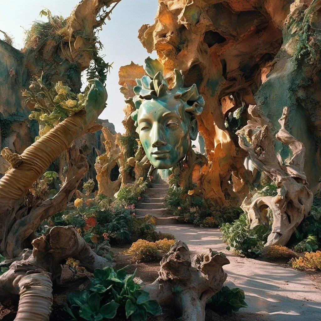 Eden-va2rosa-film still from action movie_ abandoned architecture on Mars_ green alien plants_ ruins of archways and dome_ transluscent walls-65bbfca841d1272266b64f13.jpg