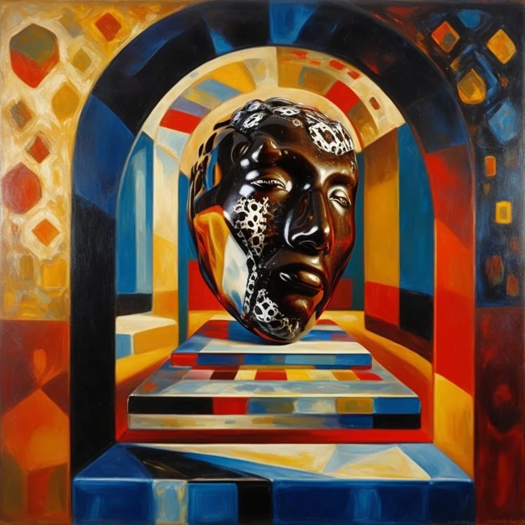 Eden-va2rosa-sculpture made of geometric patterns in pattern filled background_ oil painting by Victor Vasarely-65ac932c4c466ec800d70a03.jpg