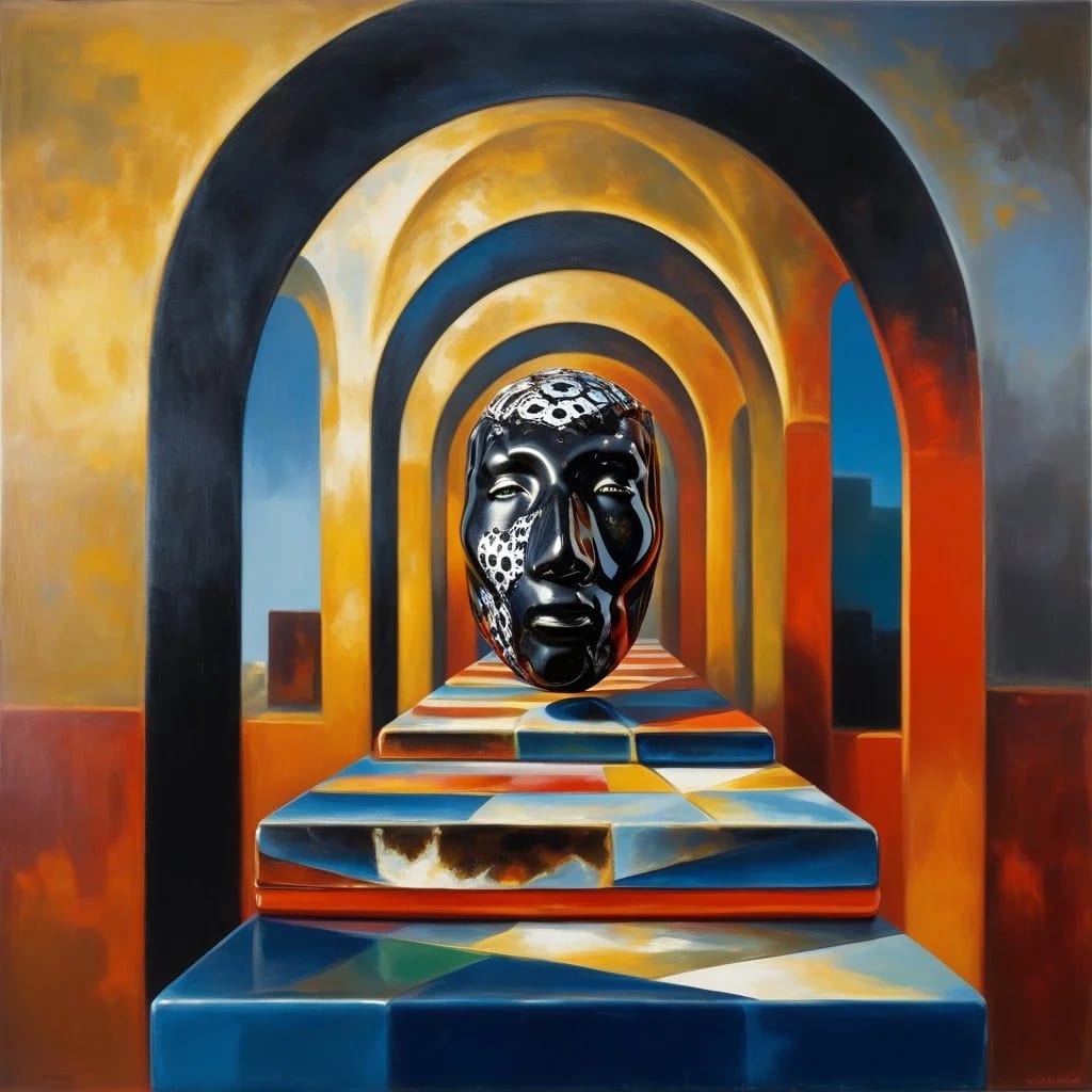 Eden-va2rosa-sculpture made of geometric patterns in pattern filled background_ oil painting by Victor Vasarely-65ac932c4c466ec800d70a05.jpg
