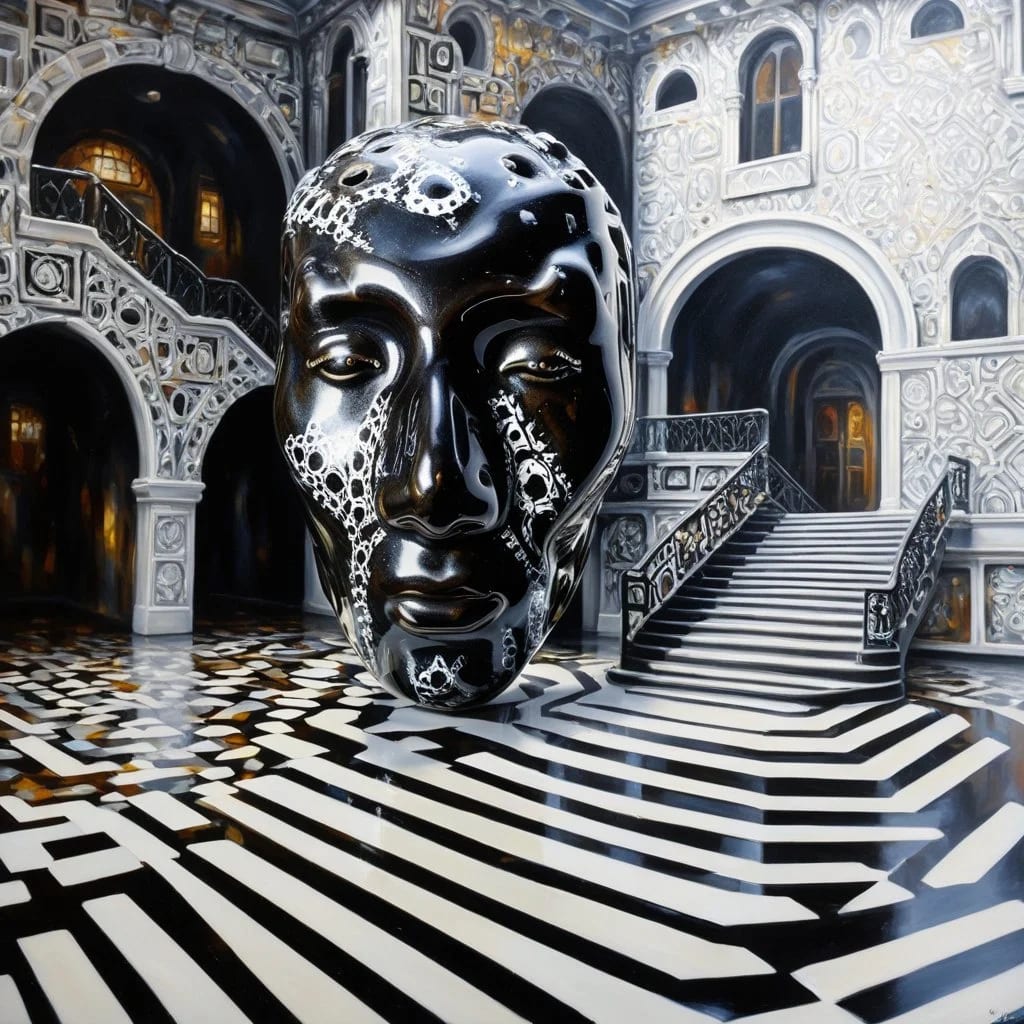 Eden-va2rosa-sculpture made of geometric patterns in pattern filled background_ maze_ stairways_ oil painting -65ac9ef34c466ec800e97937.jpg